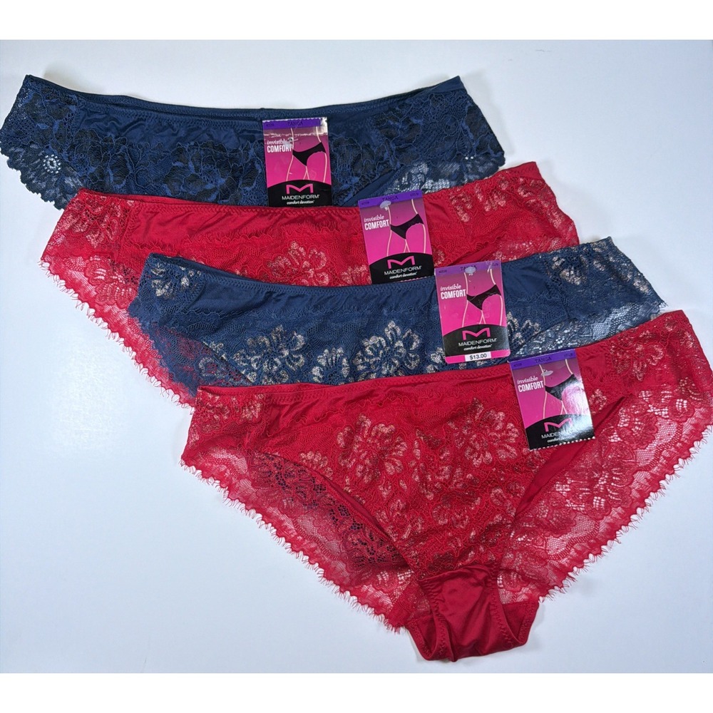 Maidenform Invisible Comfort Devotion Tanga Panties 40159 4 Pk 2XL/9 Red BlueNEW